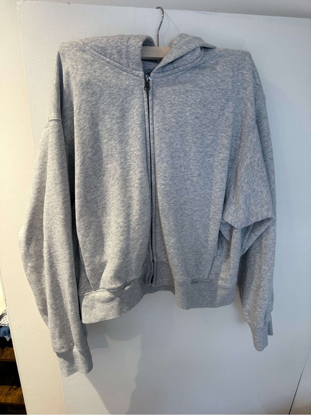 Muji Light Gray Zip-Up Hoodie
